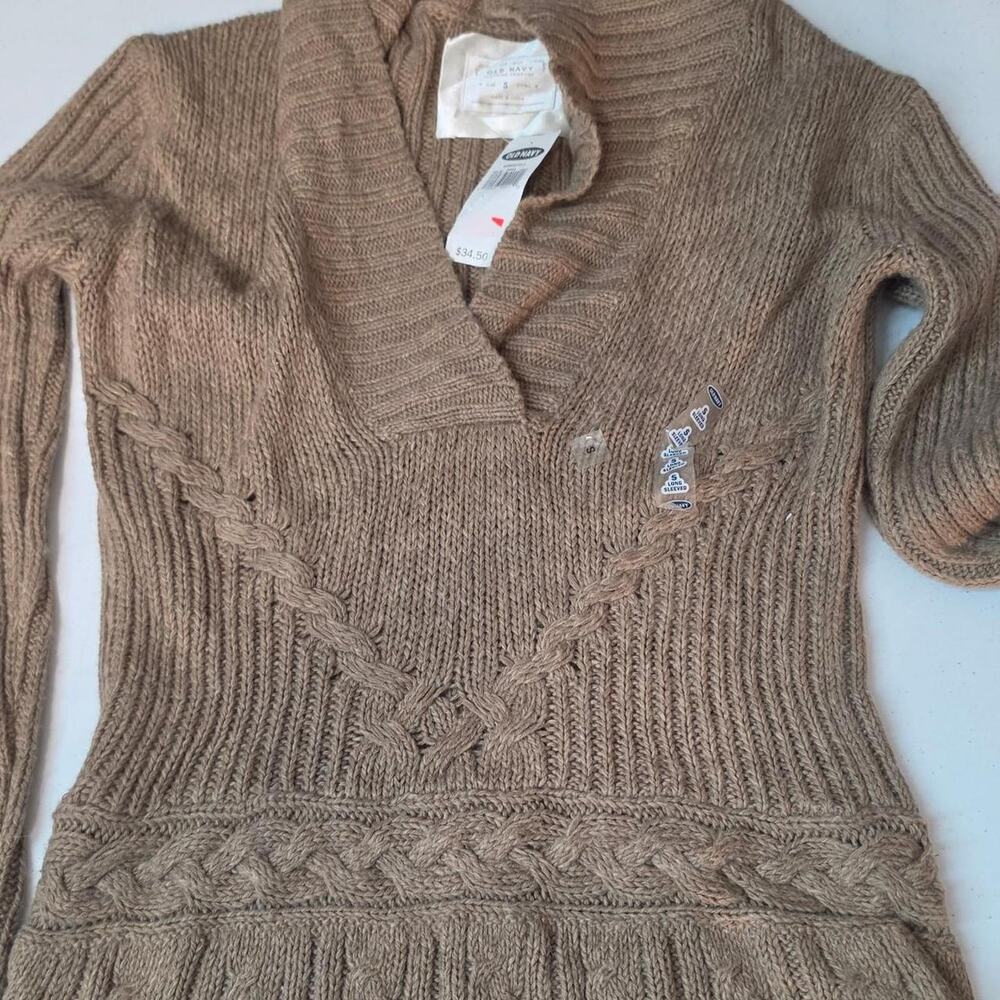 Brown cable knit sweater with